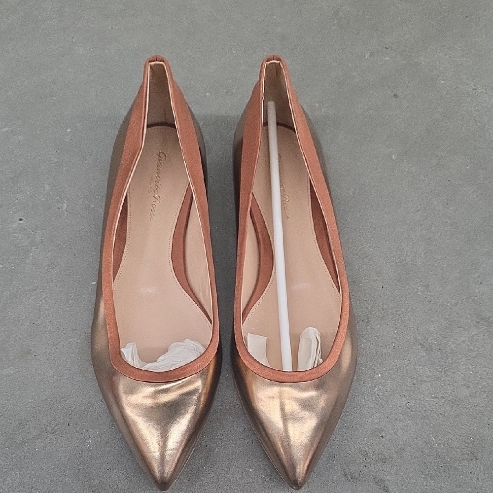 Gianvito Rossi Pink Gold Ballet Flats Women's Shoes